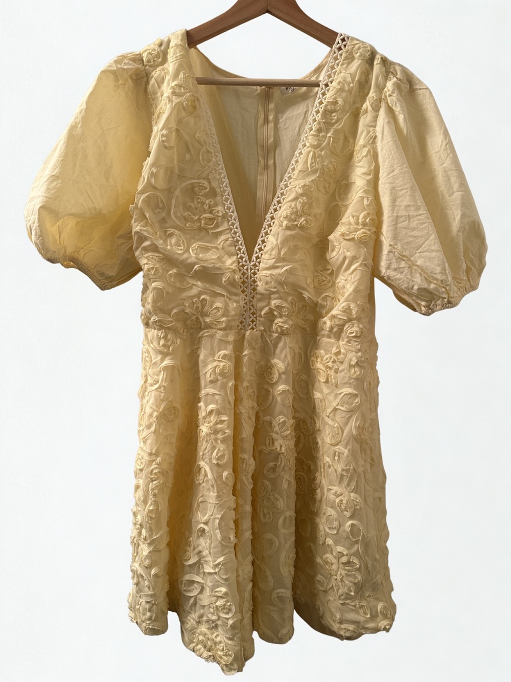 BILLY J Mini Dress Lemon Yellow Balloon Sleeve